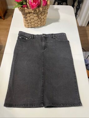 Lauren Ralph Lauren Black Denim Pencil Skirt with Front Seam